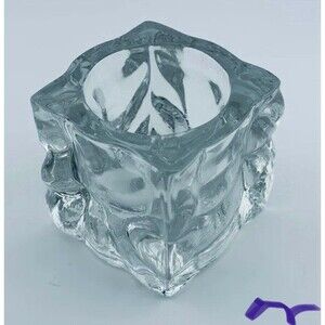 1 KIG Indonesia Glass Tealight Clear Square Bubble Textured Glass Votive-Candle
